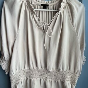 Ann Taylor Cream Blouson Peasant Top